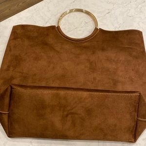 Banana Republic faux suede tote with cross body detachable strap